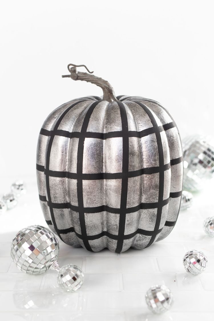 Disco ball painted pumpkin