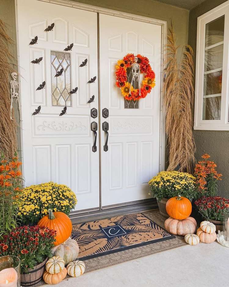 Bats and skeleton wreath