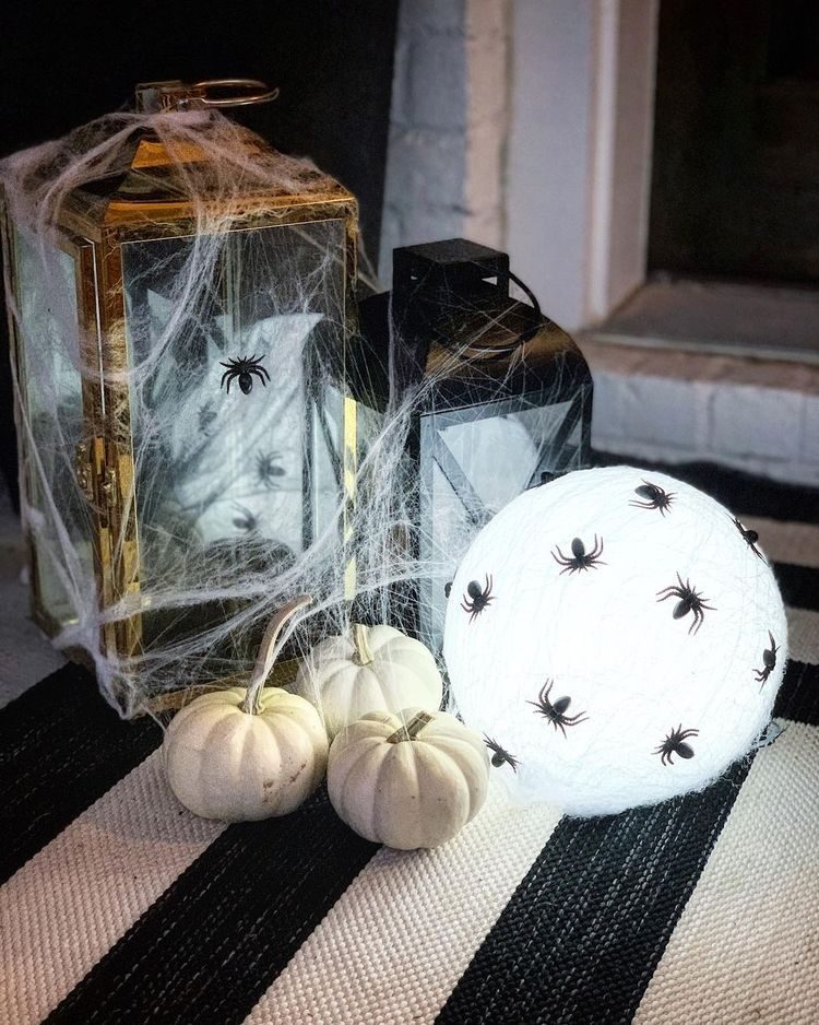Lanterns, lit up ball and pumpkins