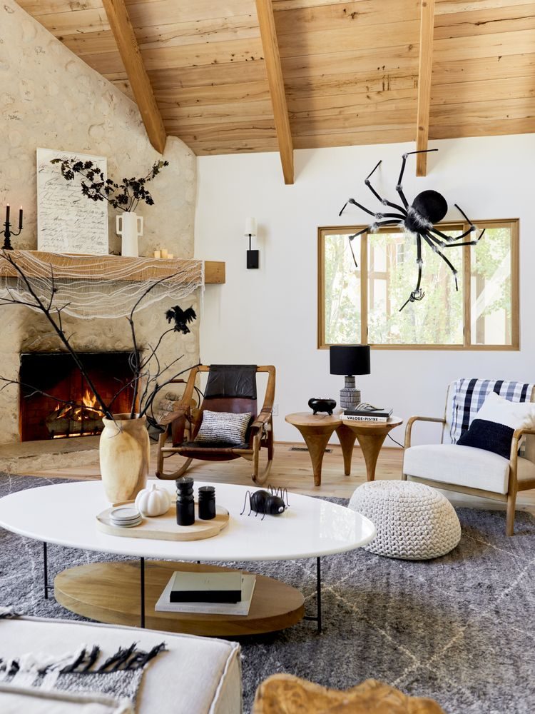 halloween mantel ideas matte black