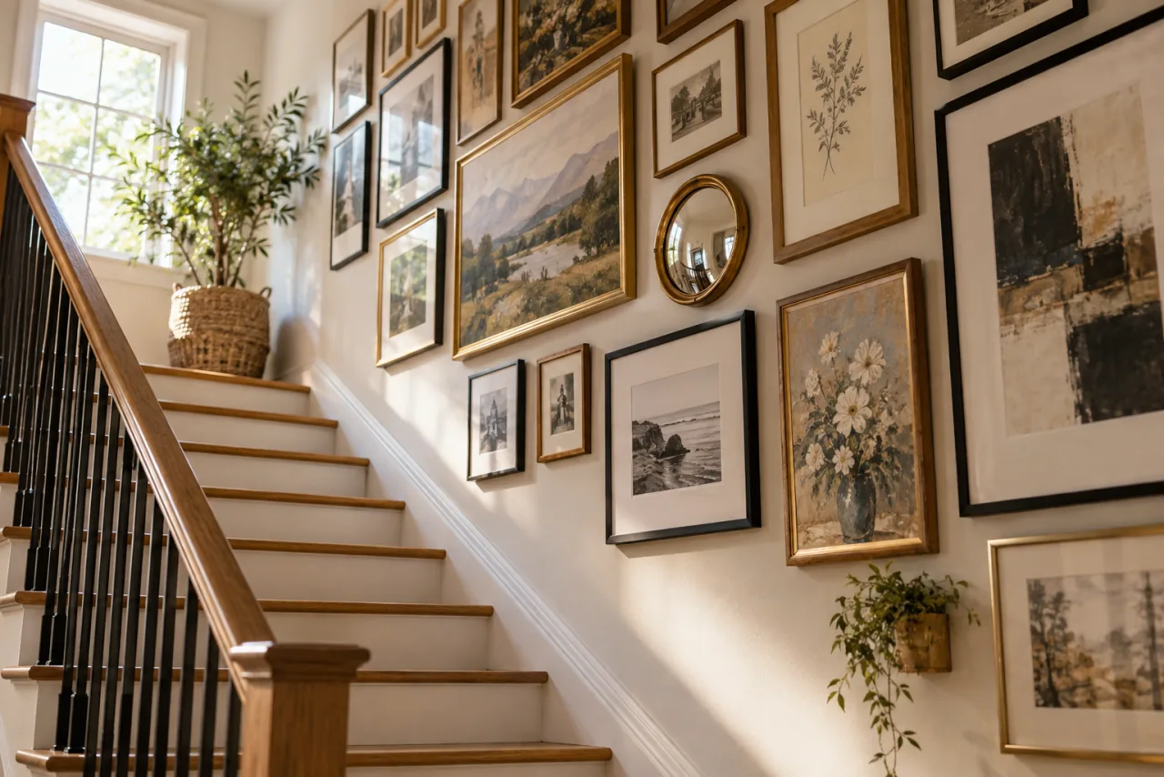 How to Style a Staircase Wall: 26 Inspiring Decor Ideas 1 Create a Gallery Wall of Art and Photos