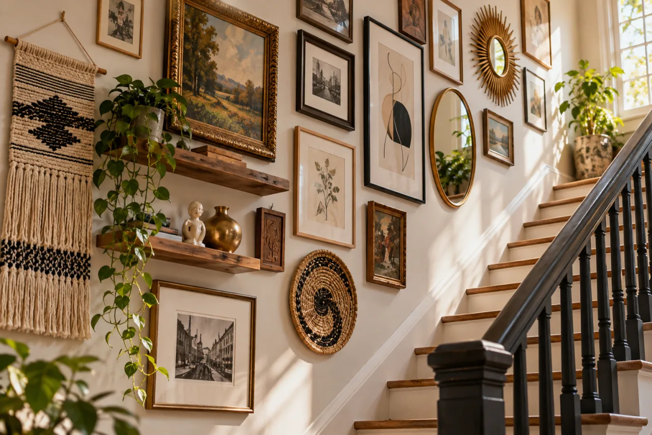 How to Style a Staircase Wall: 26 Inspiring Decor Ideas 26 Mix and Match Different Styles for an Eclectic Look