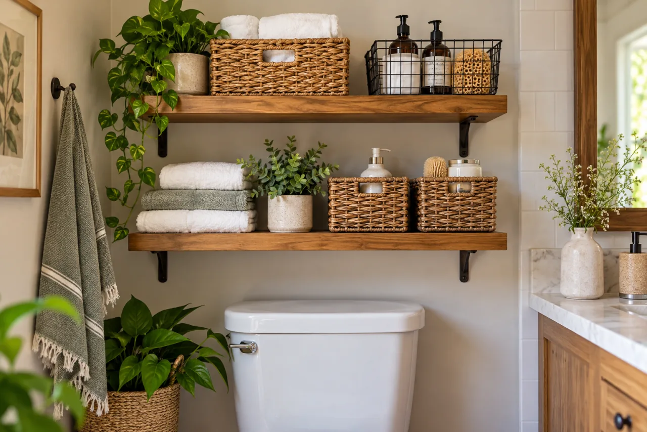 25 Gorgeous Above Toilet Decor Ideas You’ll Want to Steal 23 Creative Use of Baskets and Bins for Storage