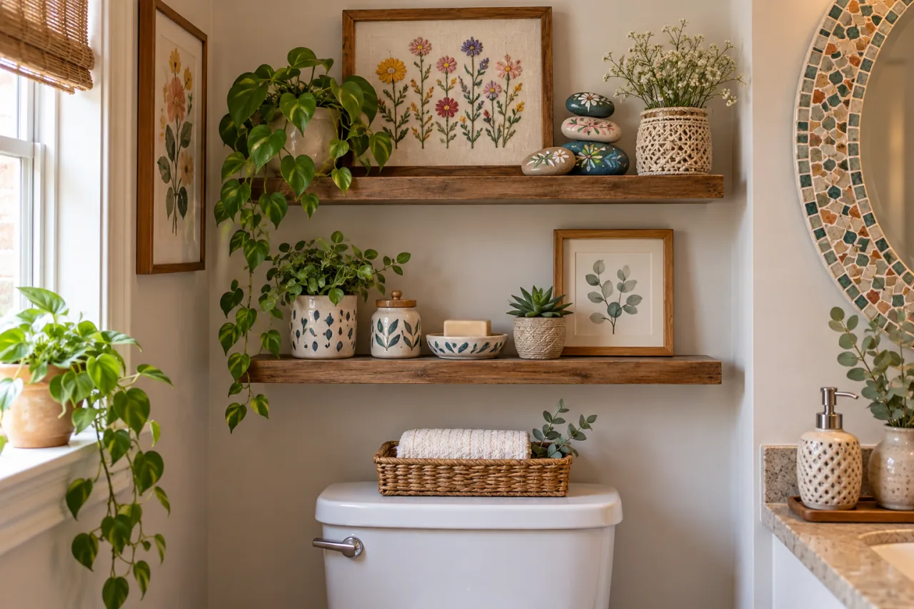 25 Gorgeous Above Toilet Decor Ideas You’ll Want to Steal 24 Personal Touch With Handmade Crafts