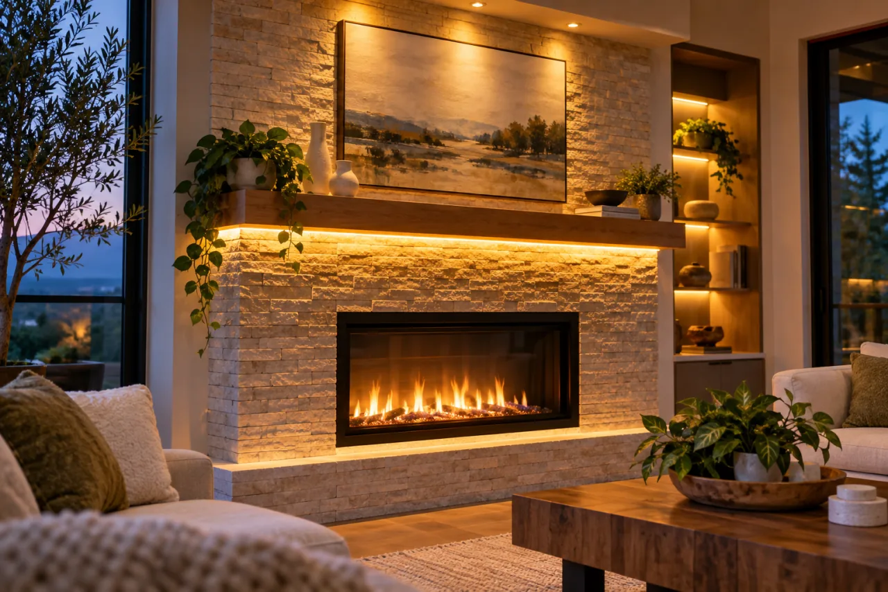 15 Stunning Above Fireplace Decor Ideas That Pop 14 Modern LED Light Installations