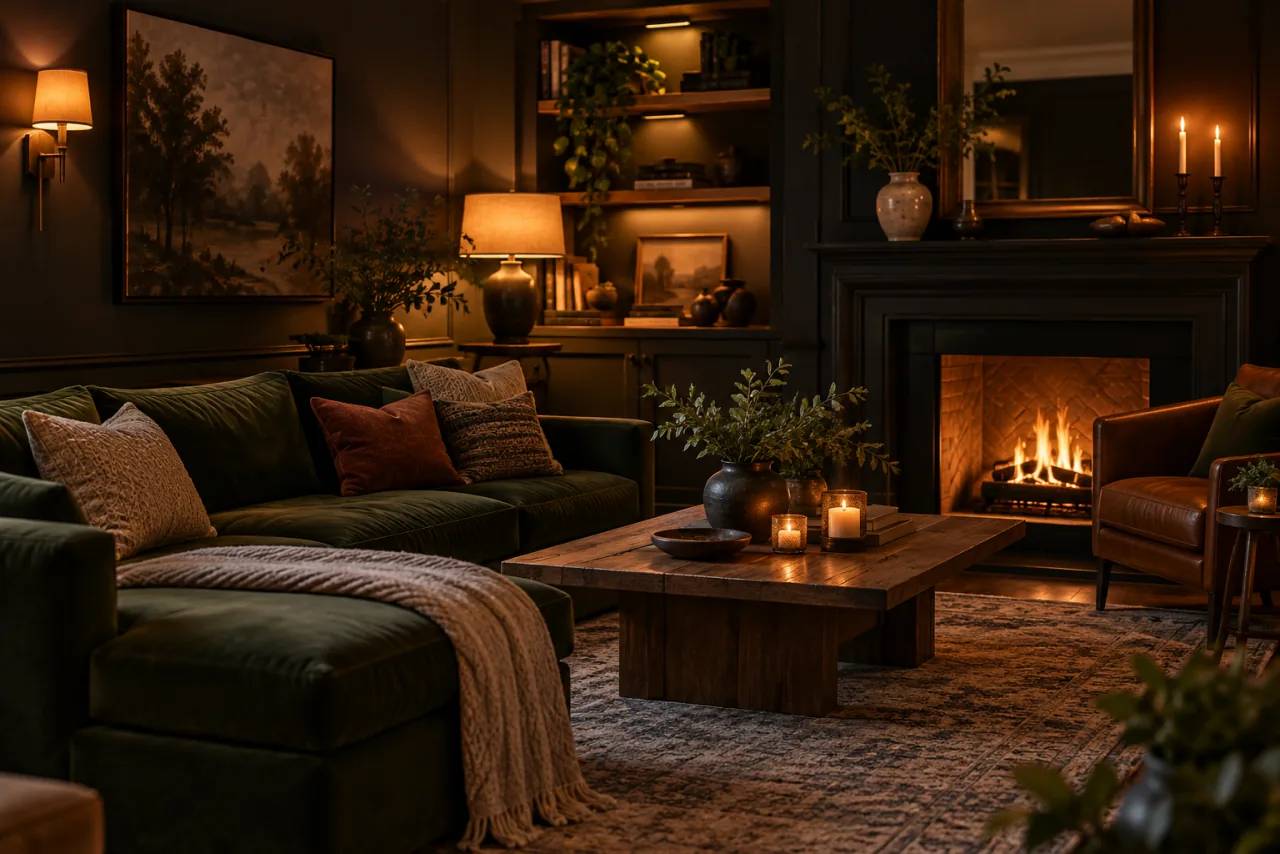 22 Dark and Moody Living Room Ideas You’ll Fall in Love With 7 Create Intimate Spaces With Dim, Ambient Lighting