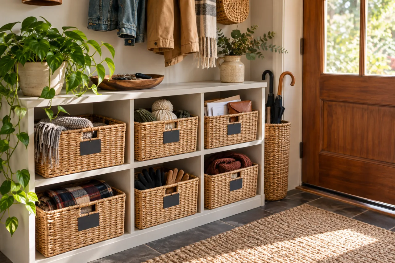 16 Space-Saving DIY Mudroom Ideas Perfect for Small Spaces 3 Compact Drop Zones With Baskets