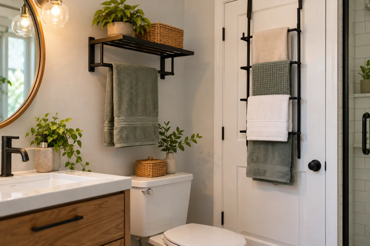 16 Stylish & Space-Saving Bathroom Towel Rack Ideas 16 Space-Saving Towel Racks for Small Bathrooms
