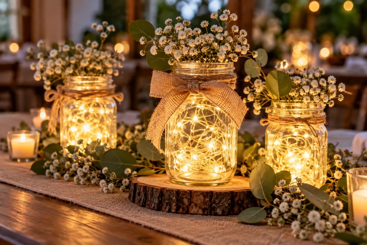 19 Creative Mason Jar Graduation Centerpieces You’ll Want to Recreate 7 Mason Jars With LED Fairy Lights