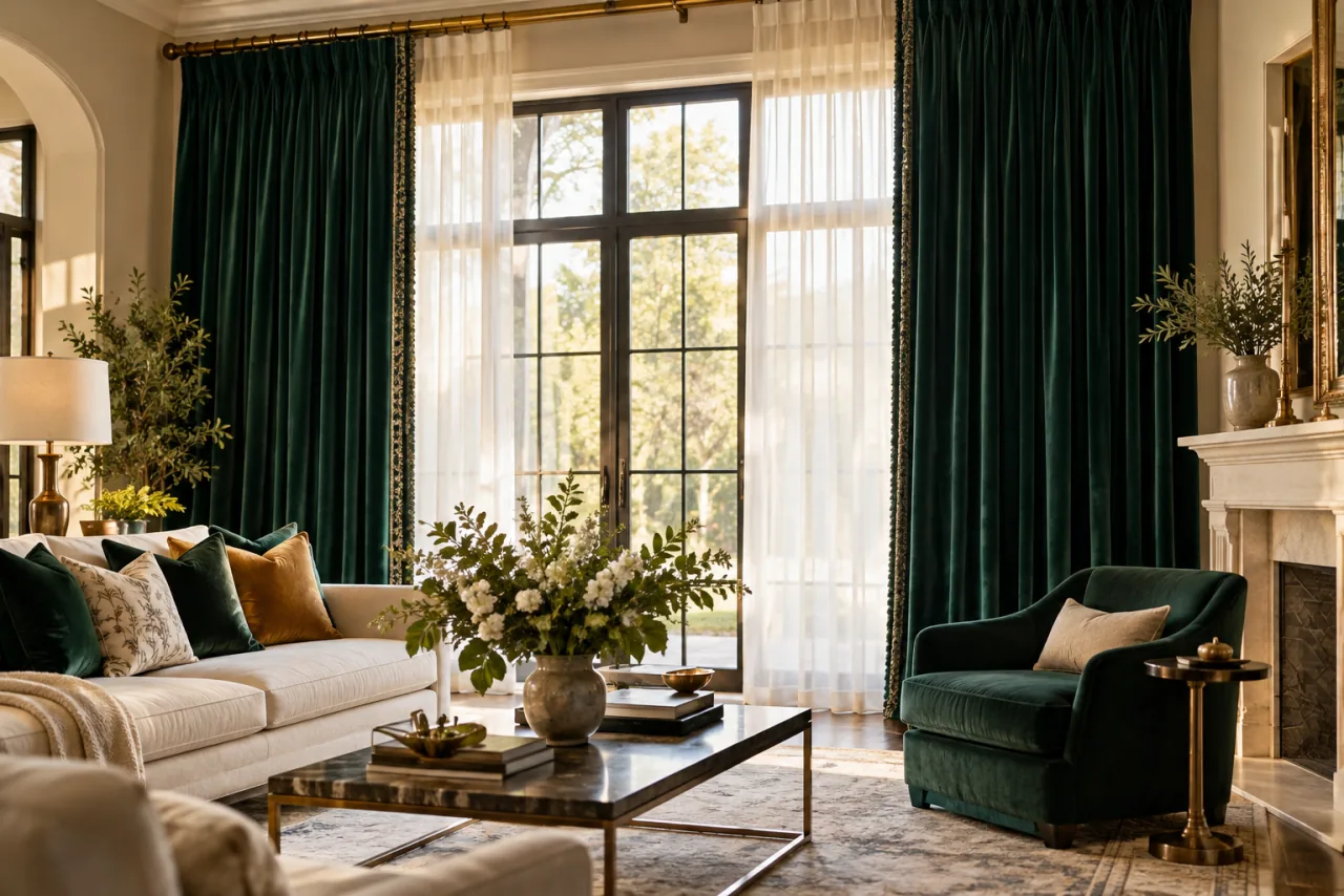 18 Luxurious Living Room Ideas With Sophisticated Style Details 12 Incorporate Bold, Statement Curtains and Drapes