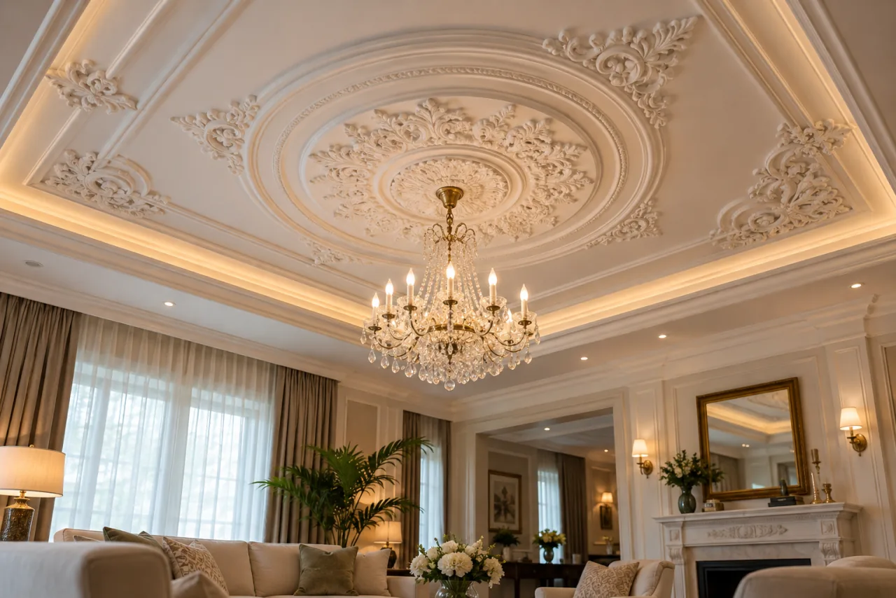 15 Beautiful Gypsum False Ceiling Designs to Elevate Your Space 8 Intricate Ceiling Mouldings for Ornate Style