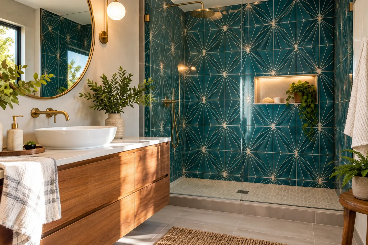 18 Inspiring Bathroom Remodel Ideas That Redefine Possibility 4 Use Bold Tiles to Create Visual Impact