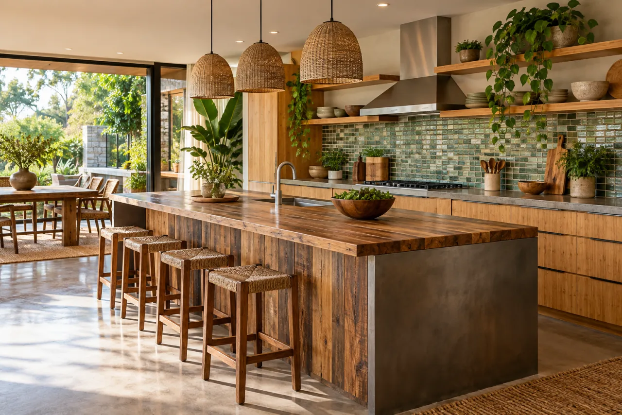Eco-Friendly Open Kitchen With Sustainable Materials