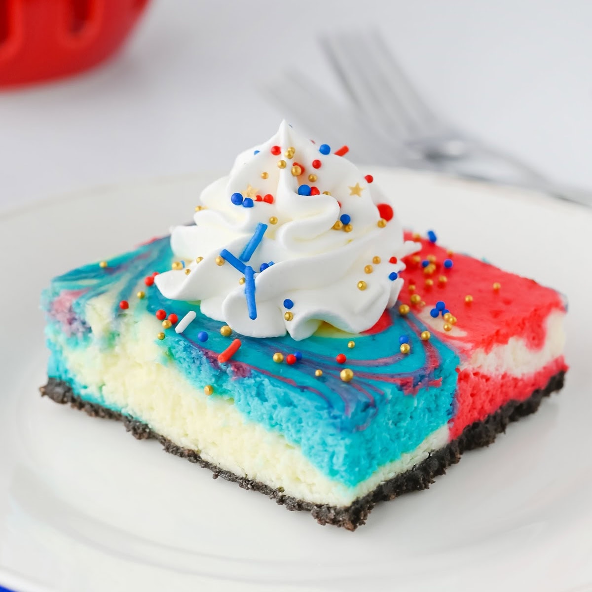 Red, White, and Blue Oreo Cheesecake Bars 1 Red, White, and Blue Oreo Cheesecake Bars