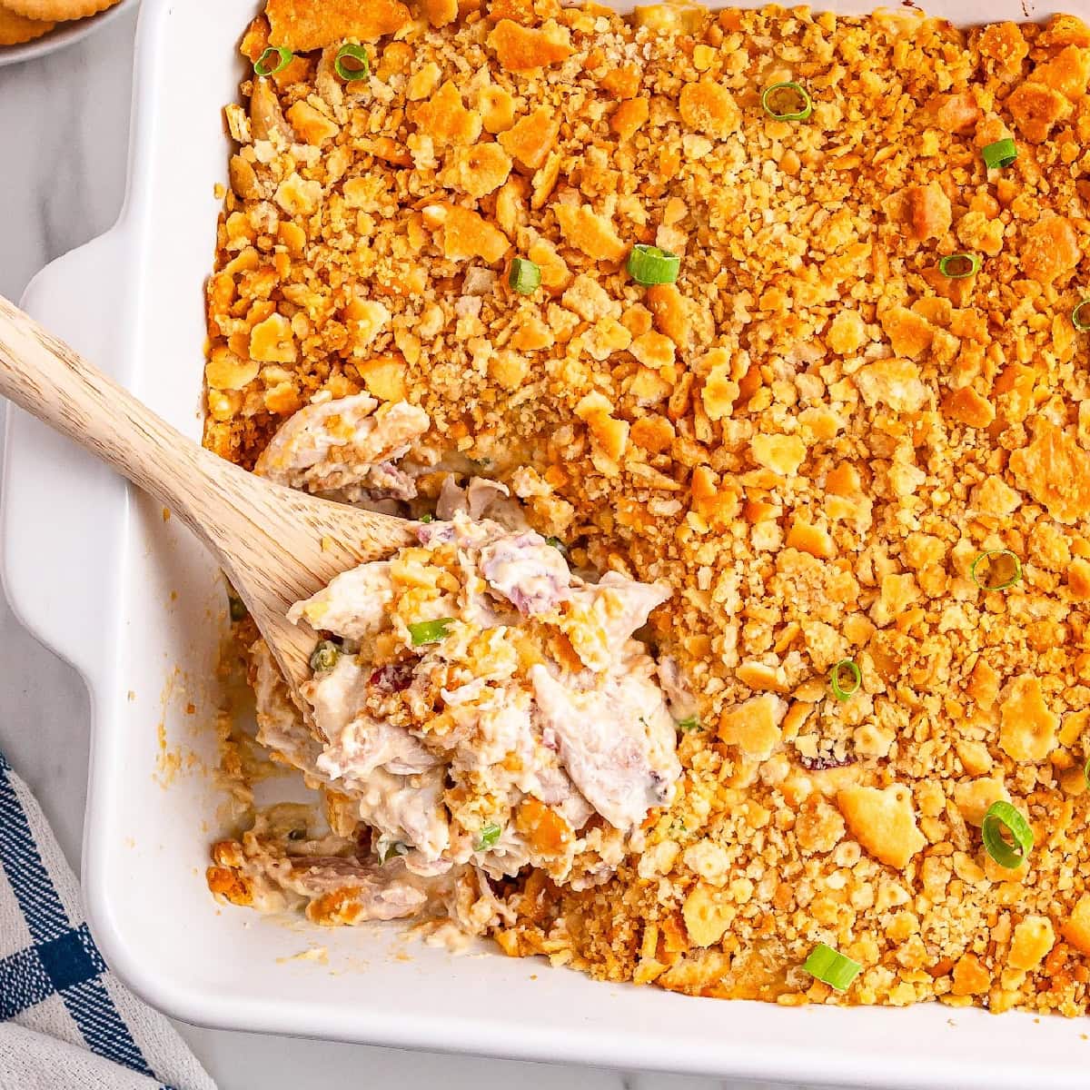 Ritz Cracker Chicken Casserole 1 photo of the finished ritz cracker chicken casserole