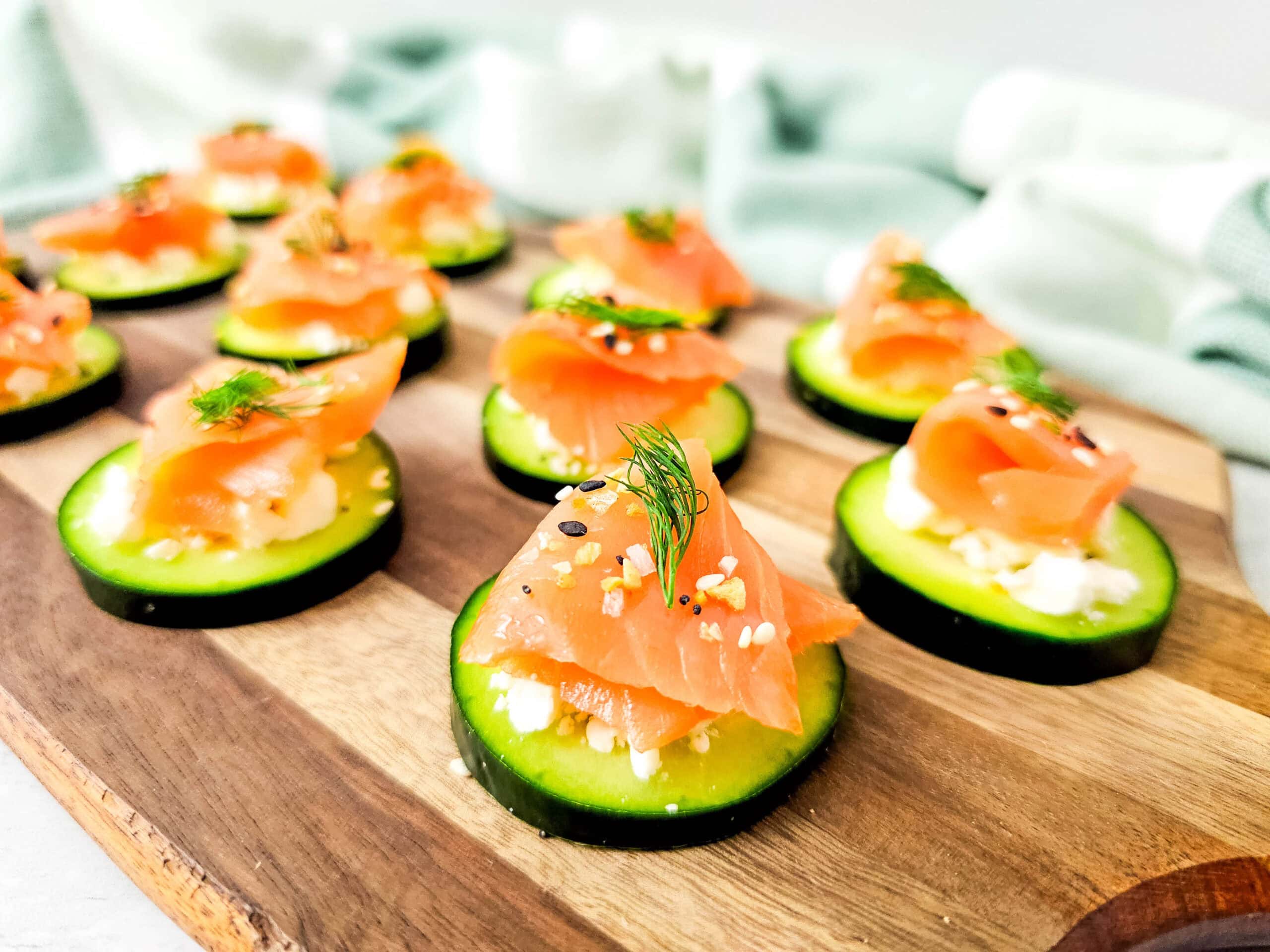 Light Salmon Cucumber Bites 1 Light Salmon Cucumber Bites