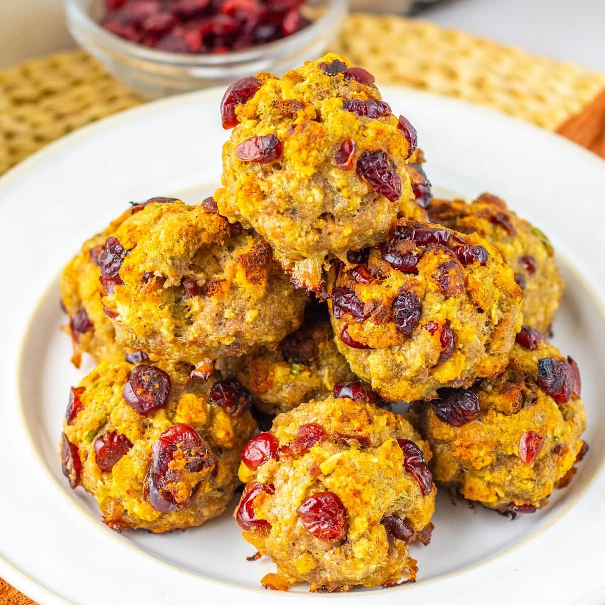 Savory-Sweet Cranberry Turkey Stuffing Balls 1 Cranberry Turkey Stuffing Balls Featured Image