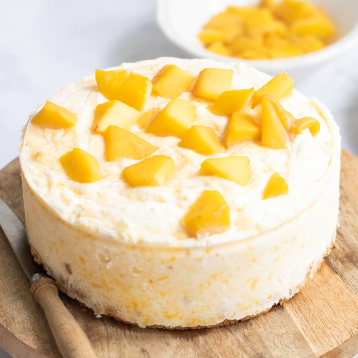 Sweet Creamy Tropical Mango Cheesecake 1 mango cheesecake featured image
